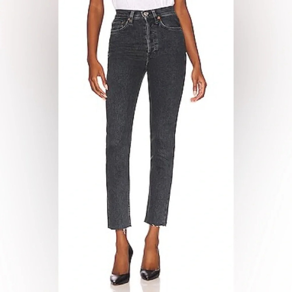 NWT RE/DONE 90's Orginals Ultra High Rise Skinny in Stoned Noir 26 - Picture 2 of 11